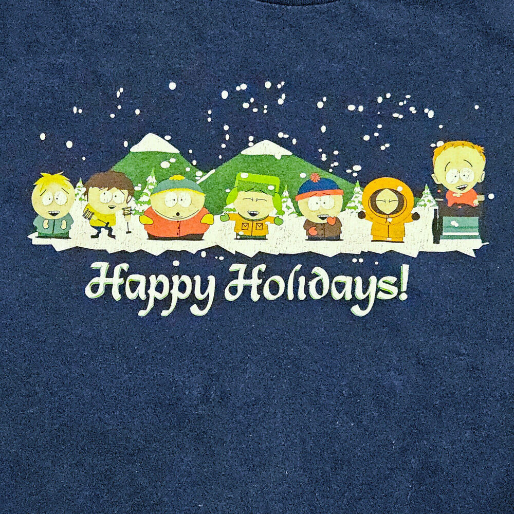 2010 South Park Happy Holidays Navy T-Shirt X-Large 100% Cotton